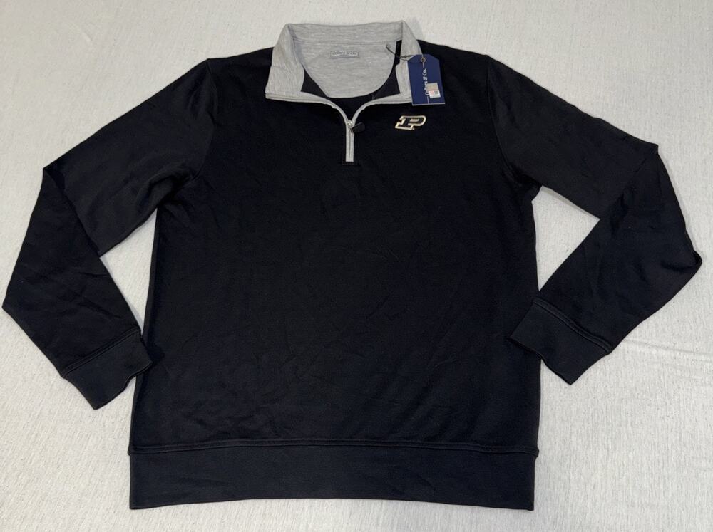 Collars & Co. Purdue University Sweater 1/4 Zip Cloud Black Men Medium Golf NWT